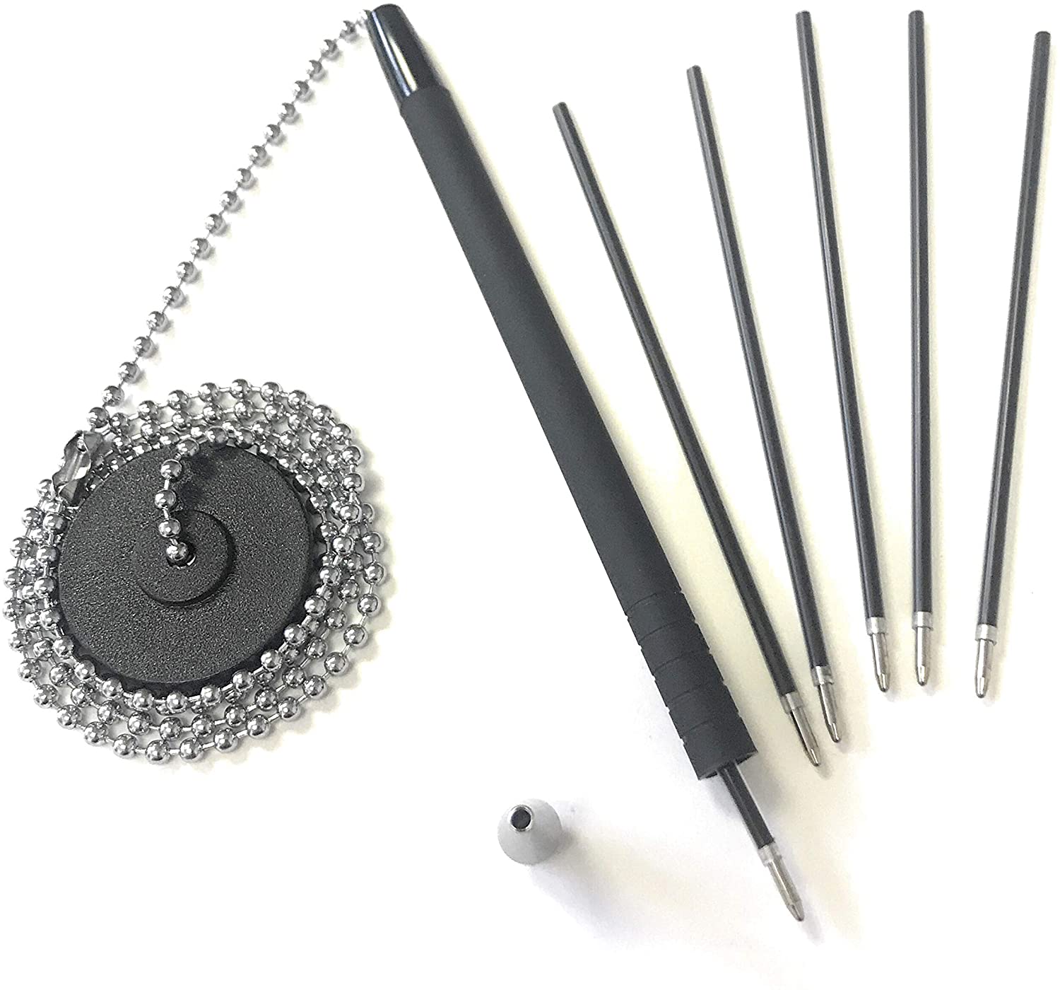 Secure Pen With Chain And Office Pen Holder Adhesive, Reception Counter Pen With 26" Ball Pen Chain - 8 Pens Refillable