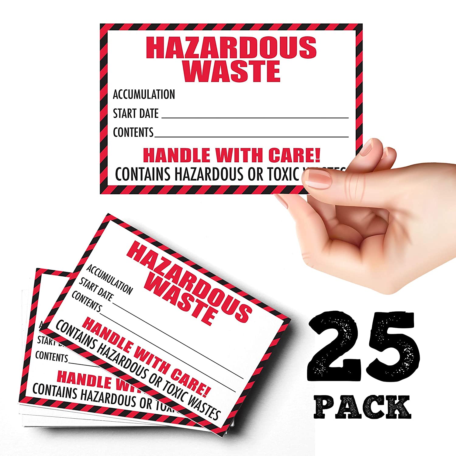 Hazardous Waste Label with Handle with Care, 4x6 in dimensions