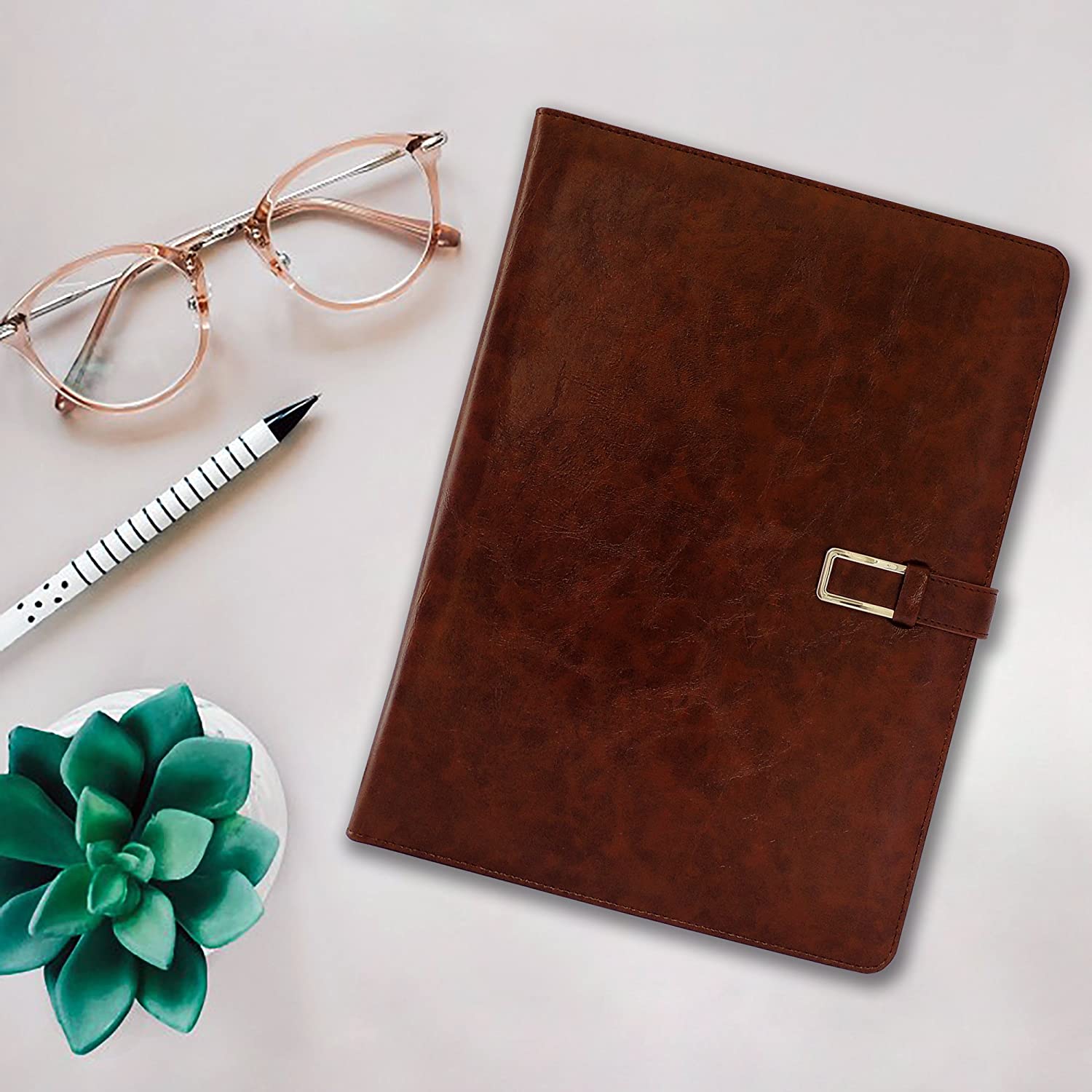 Leather Portfolio Professional Organizer Padfolio – Resume Folder with  Luxury Pen, Stylish Document Folio for Letter Size Writing Pad w/Business  Card