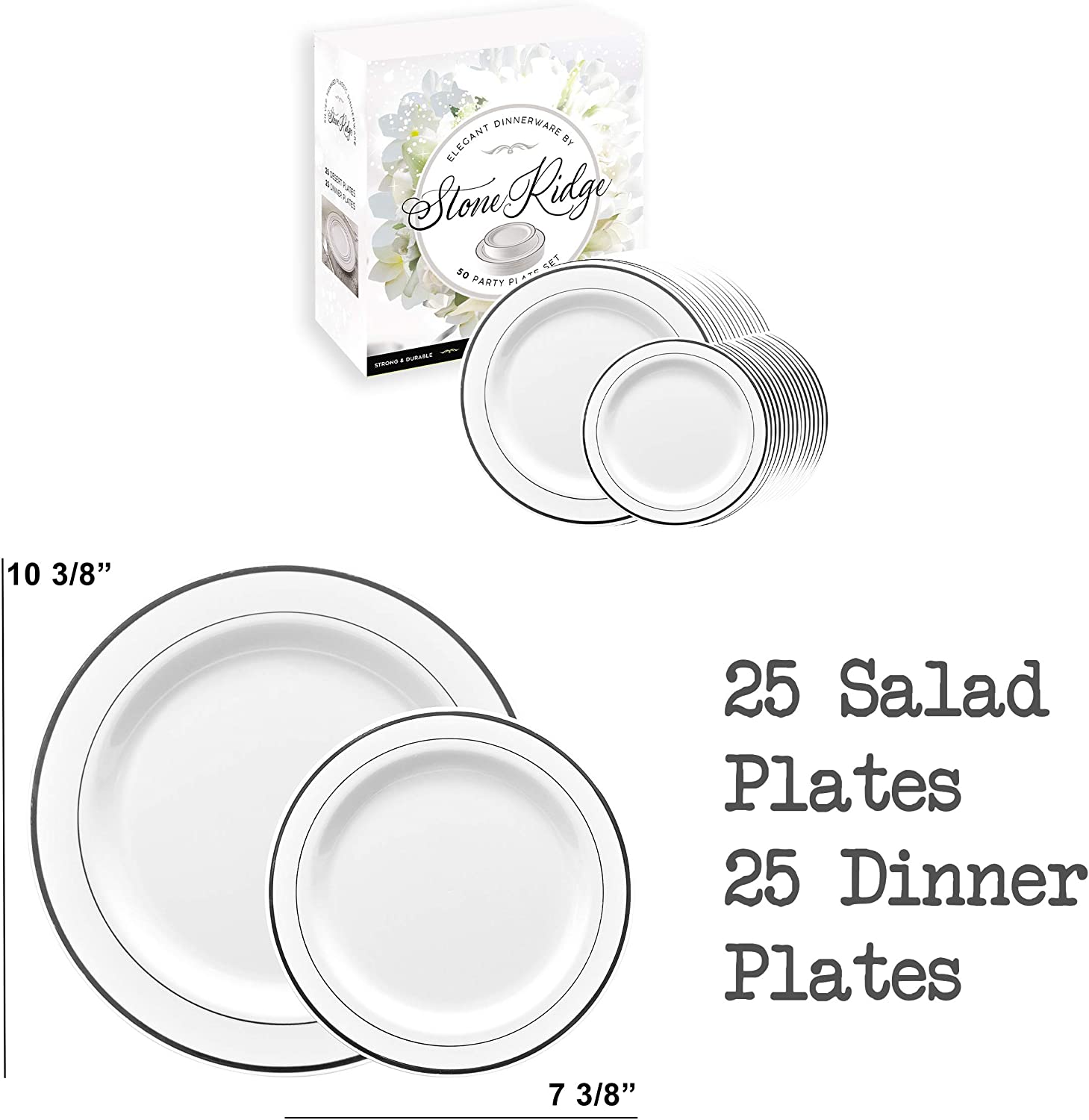 25 - 10.25'', 25 - 7.5'' Disposable Plastic Plates