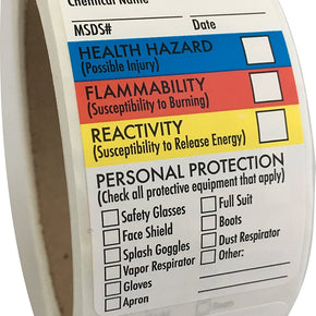 Safety Data Sheet Stickers/MSDS Stickers, 1.5" x 2.5", 1 Roll of of 250, Right To Know- Chemical Identifying and Marking Sticker Decals