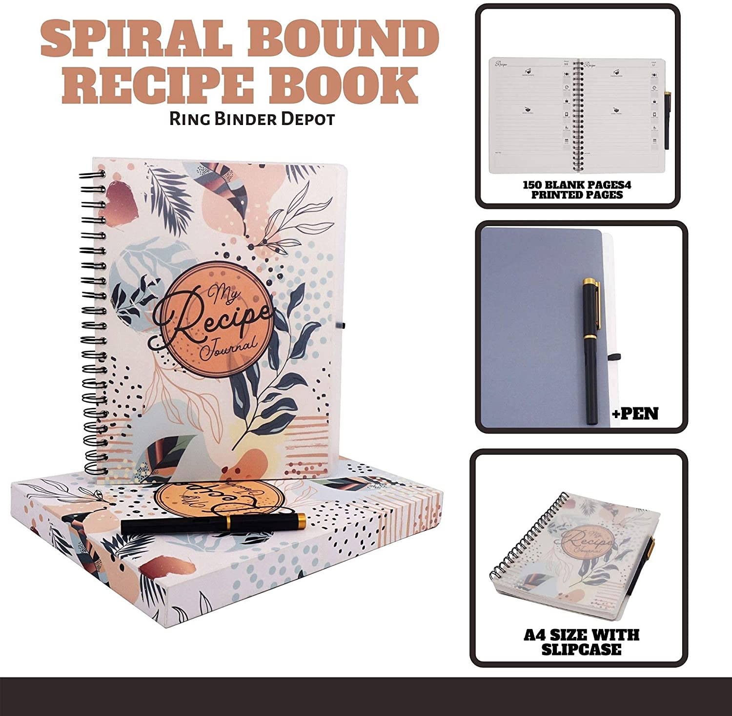 Pipilo Press Family Recipe Book To Write In, Spiral Bound DIY Make Your Own  Cookbook with 90 Pages (Blank Inside, 6.5 x 8.2 In)