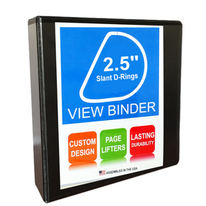 3 Ring Binder, 2.5 Inch Slant D-Rings, Black, Clear View, Pockets - RingBinderDepot.com