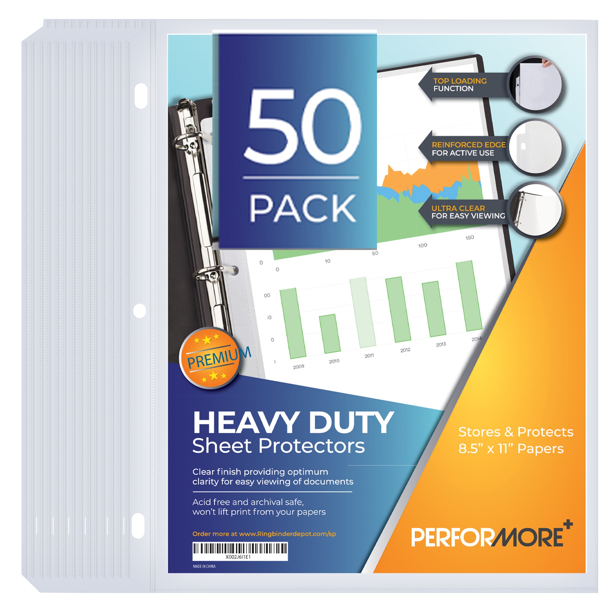 Heavy Duty Clear Sheet Protectors, 8.5 inch x 11 inch, 150 Pack, Top Load,Reinforced Holes, Acid-Free/Archival Safe