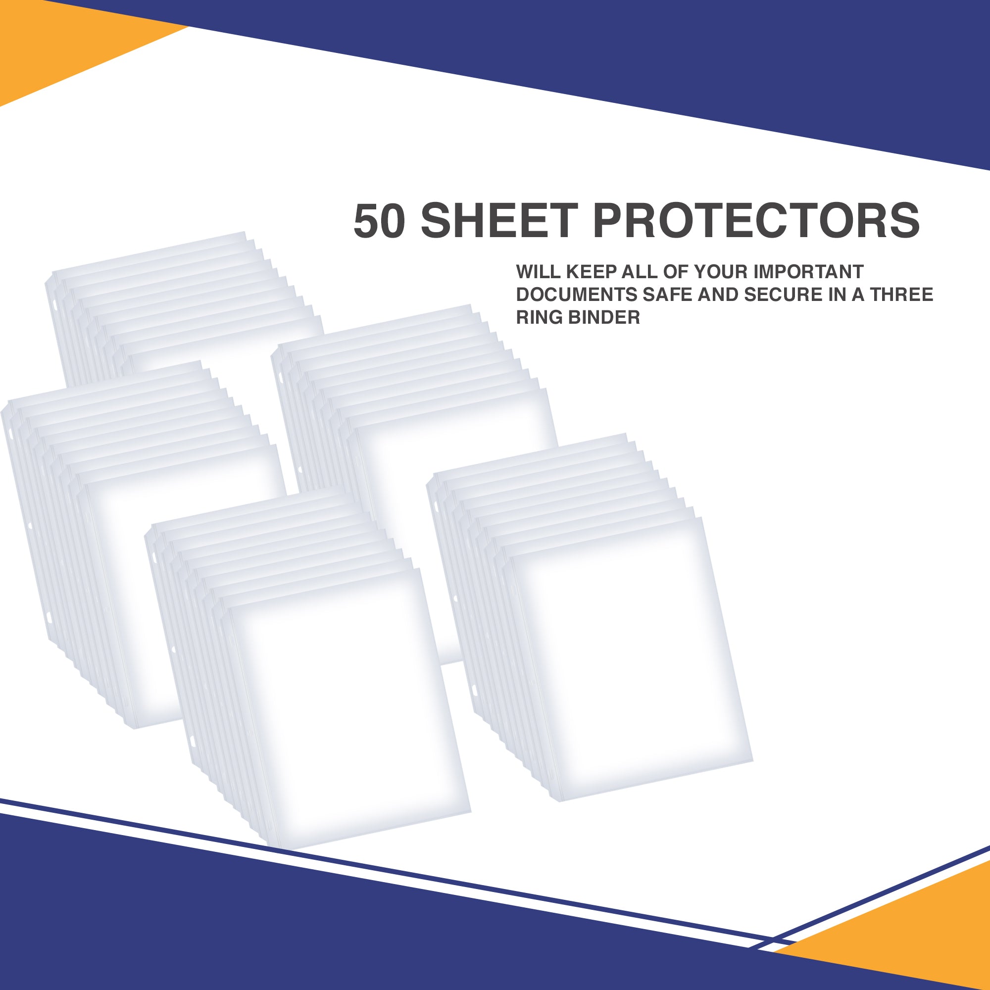 Heavy Duty Clear Sheet Protectors - 50 Pack, Reinforced Holes, 8.5 x 11 Inches, Acid Free/Archival Safe