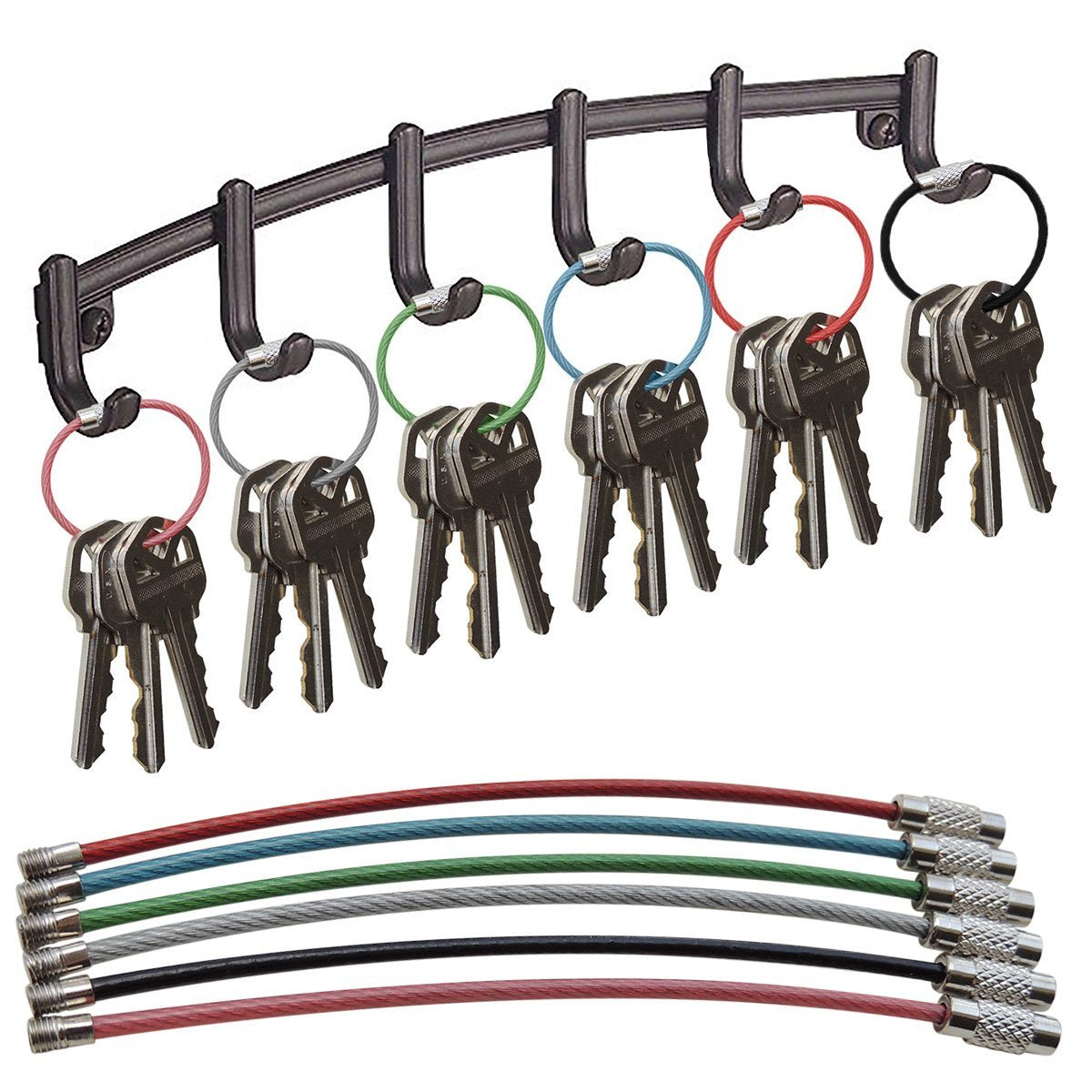Wire Keyring – 12 Pack – 4 Inch Flexible Keychain with Plastic Coated Steel - RingBinderDepot.com